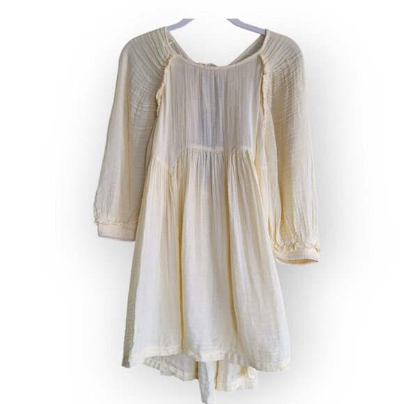 Free People Adler Tunic XS - Boho Flowy Gauze Dress Butter Yellow - Picture 4 of 16